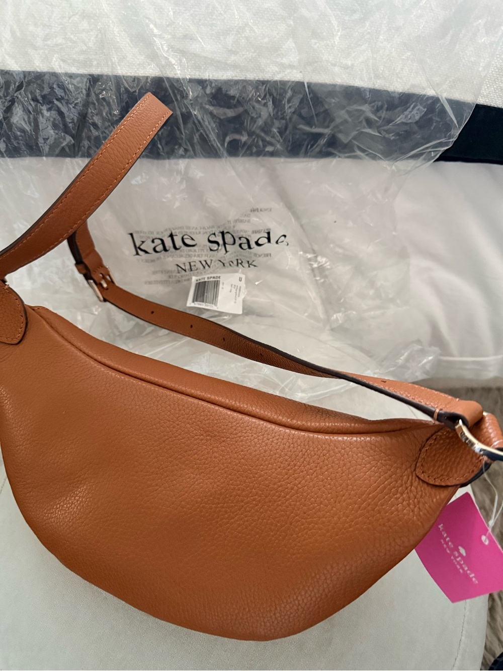 kate spade New York Chestnut Brown Pebbled Leather Crossbody Belt Bag - Picture 4 of 13